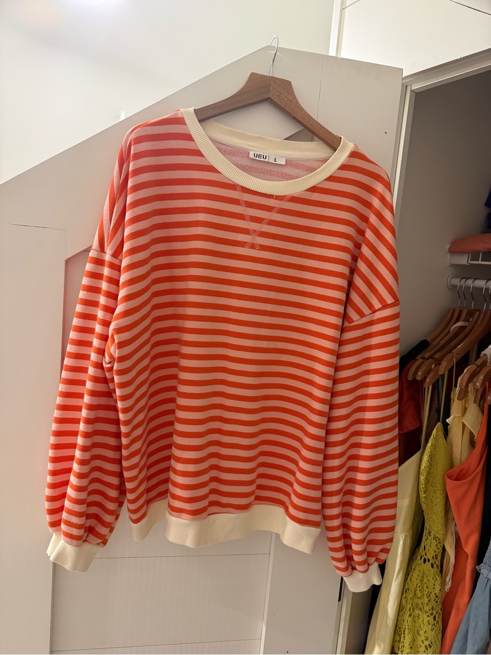 Striped Orange & Cream Crewneck Sweater